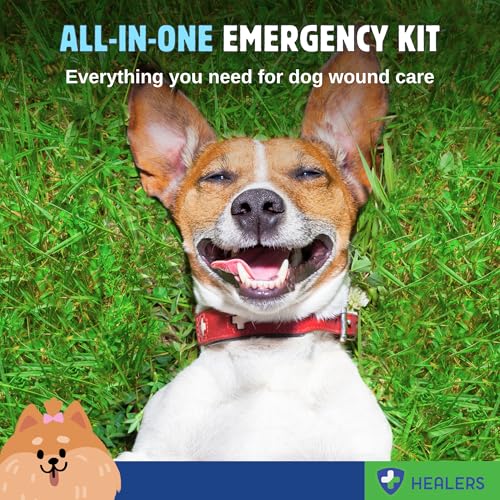 Healers Comprehensive Pet First Aid Kit for Dogs - Portable Emergency Dog Medical Kit with HOCl Cleanser & Wound Care - Ho...