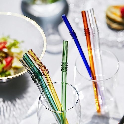 Drinking Straw 1PC Reusable Glass Straws Colorful Drinking Straw Heat Resistant Glass Straw Glass Tube Bar Drinkware Home ...