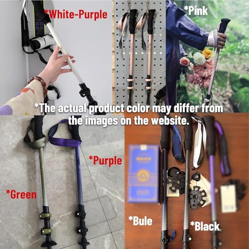 2-Pieces 3K Carbon Fiber Trekking Pole-Collapsible and Telescopic 3 Section Ultralight Hiking Pole for Women Men Walking P...