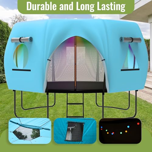 Gardenature 10FT/12FT/14FT Trampoline Tent(Tent Only), Fit Round Trampolines, Shade Cover with LED Light, Outdoor Trampoli...
