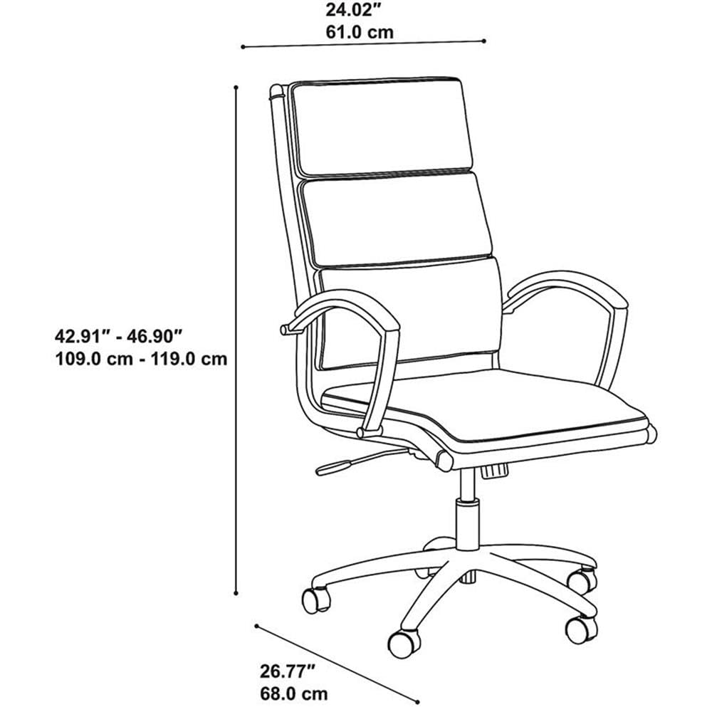 Bush Business Furniture High Back Leather Executive Office Chair for Conference Tables in Black