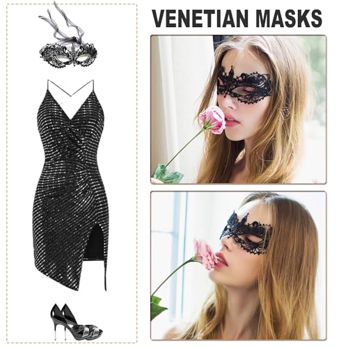 Aqearl Masquerade Mask for Women Lace Eye Mask Venetian Halloween Mask for Costume Party Prom Ball