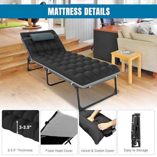 Big RED Camping Sleeping Cot,5-Position Folding Cot,Lounge Chair with Mattress,Folding Sleeping Cot,Camping Cots for Adult...