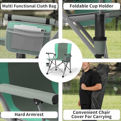 Oversized Camping Chair for Adults Heavy Duty,Heavy Duty Lawn Chair with Side Pockets，Outdoor Camping, Fishing, Beach,Hiki...