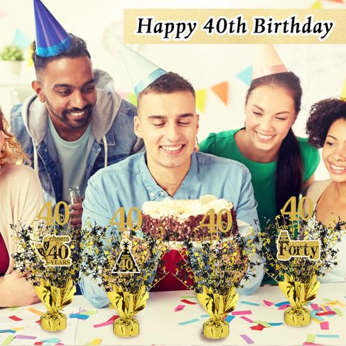 Tatuo 4 Pcs Metallic Foil Spray Centerpiece Happy 30th 40th 50th 60th Years Centerpiece Table Decorations for Black and Go...