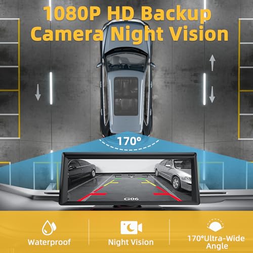 8.1" HD Wireless Carplay Screen for Car with 2K Dash Cam 1080P Backup Cam Carplay Screen Portable Car Stereo Touchscreen w...
