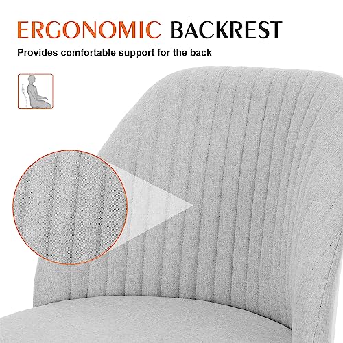 Sweetcrispy Armless Vanity Chair, Cute Comfy Home Office Desk Chair with Wheels, Modern Upholstered Task Computer Seat for...