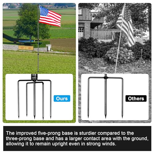 Msnaile 12 FT Carbon Fiber Flag Pole for Outside House in Ground, Flagpoles for Yard, Tangle Free Flag Pole Kit, Wind-Resi...