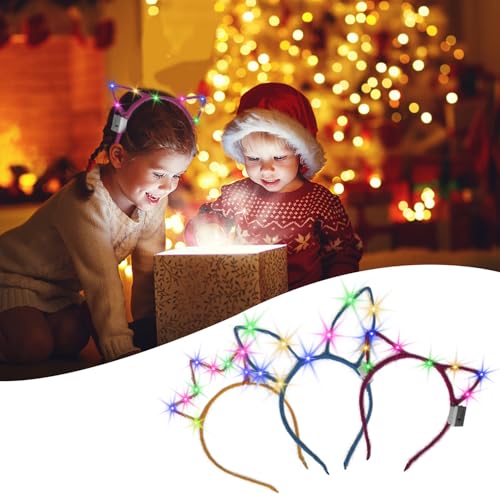 M.best 24pcs LED Cat Ear Headbands, Light Up Cat Ear Crown Rabbit Headwear Accessories for Halloween Christmas Party Supplies