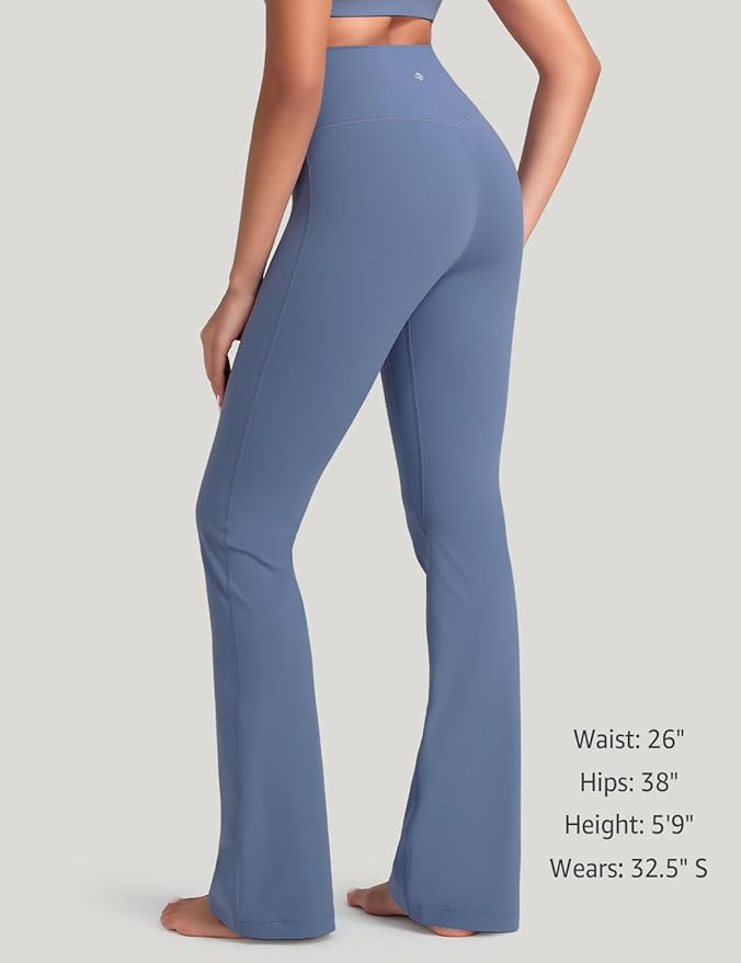 HeyNuts Harmony Flare Leggings 29"/30.5"/32.5"/34.5", High Waisted Tummy Control Wide Leg Bootcut Yoga Pants Lounge Soft