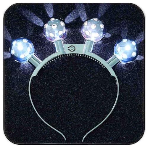 DRESBE Light Up Disco Ball Headband Silver LED Headbands Glow Party Hair Accessories for Women