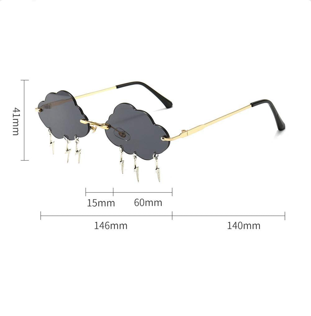 ENTHYI Cloud lightning Sunglasses for Women/Men Rimless Wave Glasses Eyewear for Party Rimless Sun glasses (black)