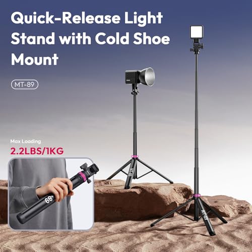 ULANZI MT-89 Extendable Tripod Aluminum, 82" Portable Adjustable Light Stand with 1/4" Screw Quick Release, Camera Phone T...