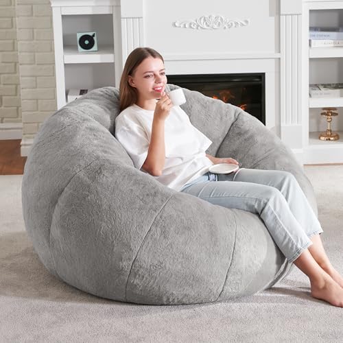 Hobestluk Bean Bag Chairs Large Bean Bag Couch for Adults Stuffed Sofa Chair Comfy Giant Bean Bag Chair with Spacious Desi...