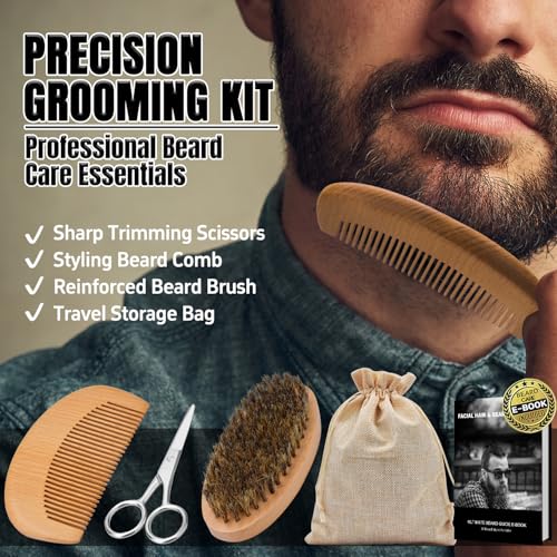 XIKEZAN Beard Kit for Men Grooming & Care w/Beard Conditioner, Wash, Oil, Balm, Brush, Comb,Birthday Fathers Valentines Gi...