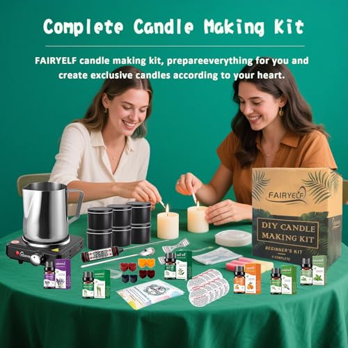 FAIRYELF Candle Making Kit for Adults with Soy Wax Wax Melter, Complete Candle Making Supplies, DIY Starter Scented Candle...