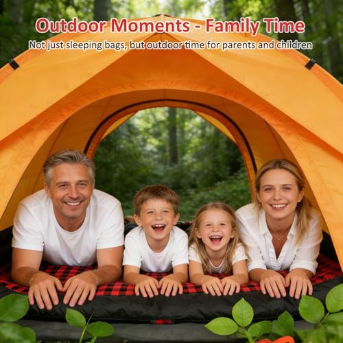 Swtmerry Double Sleeping Bag for Adults with 2 Pillows, Big & Tall Queen Size XL Sleeping Bag for 2 Person, Waterproof & L...
