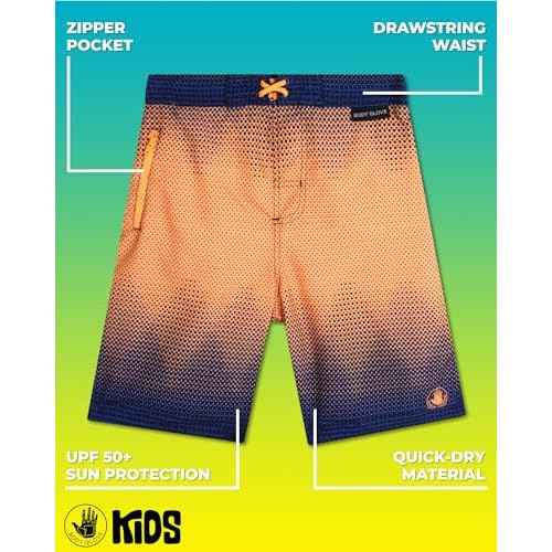 Body Glove Boys Swim Board Shorts - UPF 50+ Quick Dry Boys Swim Trunks Bathing Suit Kids Swimwear with Pockets(Sizes: 8-18)