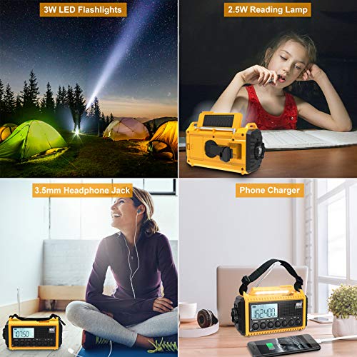 Raynic Emergency Radio, 5000mAh/18500mWh Weather Radio, Solar Hand Crank Radio with AM/FM/SW/NOAA Alert, Cell Phone Charge...