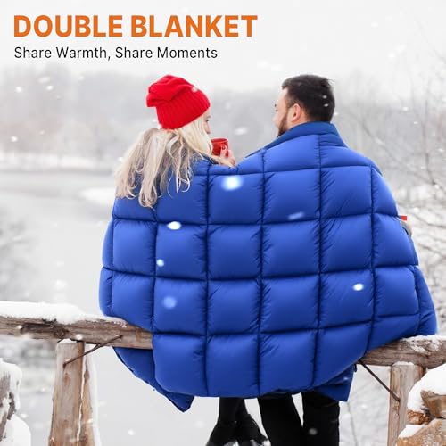 Gaialoop Down Puffy Blanket for 2 Person Car Camping Outdoor Travel Backpacking, 80% Duck Down & 20% Feather Lightweight P...