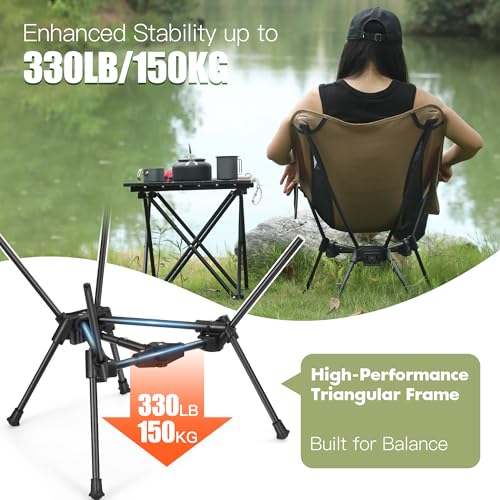AuroraTrail Ultralight Backpacking Camping Chair – Only 2.7 lb, Supports 330 lb, Compact Folding Outdoor Seat with Carry B...