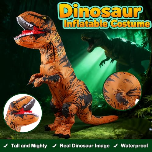JASHKE Inflatable Dinosaur Costume for Adult Halloween Dinosaur Costumes Blow up T rex Costume for Adults