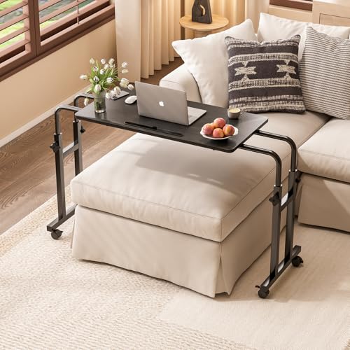 LINGMI Recliner Table, Overbed Table with Wheels Adjustable Height and Length Over Bed Desk, Hospital Heavy Duty Metal Leg...