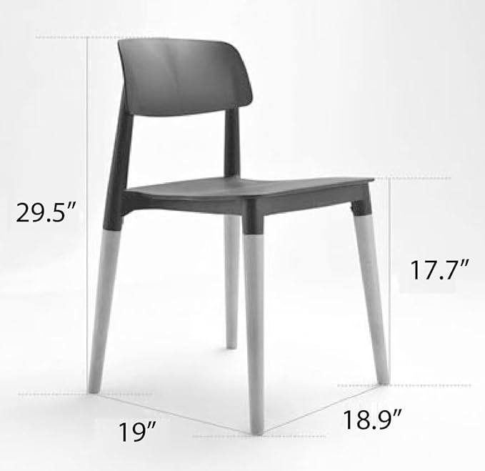COZYBLOCK Bel Dining Bistro Cafe Style Modern Minimalist Side Chair Set of 2 (Black)