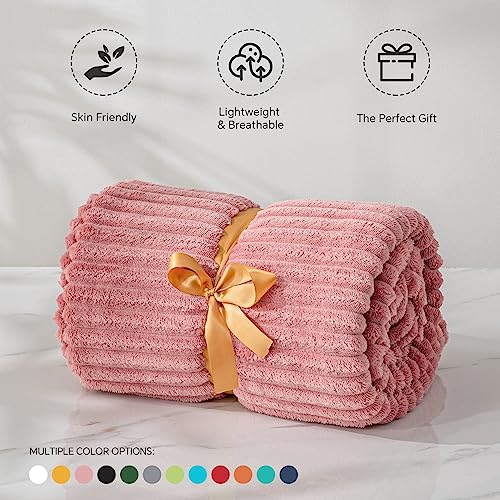 BEDELITE Fleece Throw Blanket for Couch – 3D Ribbed Jacquard Soft and Warm Decorative Fuzzy Blanket – Cozy, Fluffy, Plush ...