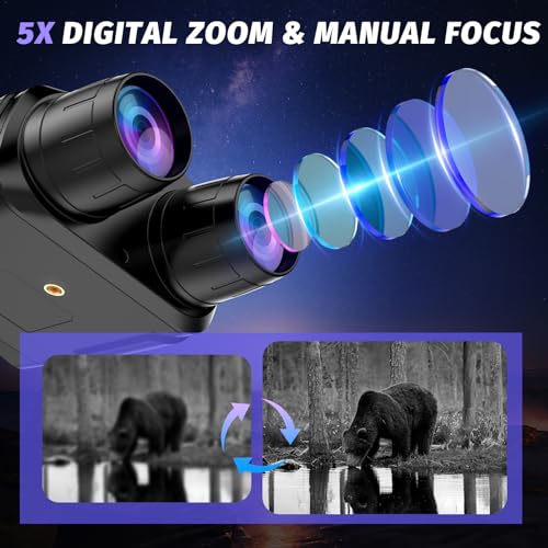 HEXEUM Night Vision Goggles, 4K Night Vision Binoculars for Adults with 5000mAh Battery, 3" HD Screen & 32GB Card for Hunt...