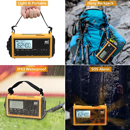 Raynic Emergency Radio, 5000mAh/18500mWh Weather Radio, Solar Hand Crank Radio with AM/FM/SW/NOAA Alert, Cell Phone Charge...