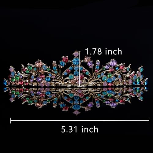 Vovii Tiaras for Girls Princess Crown Headband Birthday Queen Colorful Rhinestone Shiny Multicolor Tiara for Women Princes...