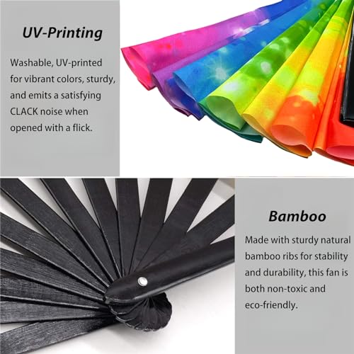 YKuzLx 13‘’ Large Rave Fan for Men Women, Rave Essentials, Decorative Folding Hand Fan for Party, Home Decoration, Gift, M...