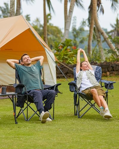 KingCamp Oversized Camping Folding Chair, Heavy Duty 450 LBS with Lumbar Support, Padded seat with Cup Holder&Cooler Bag, ...