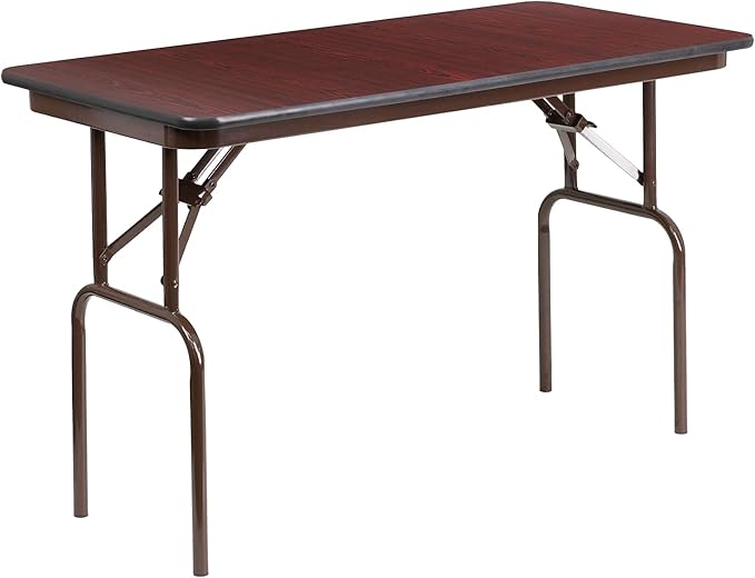 Flash Furniture Frankie Commercial Grade 4-Foot Mahogany Melamine Laminate Folding Banquet Table