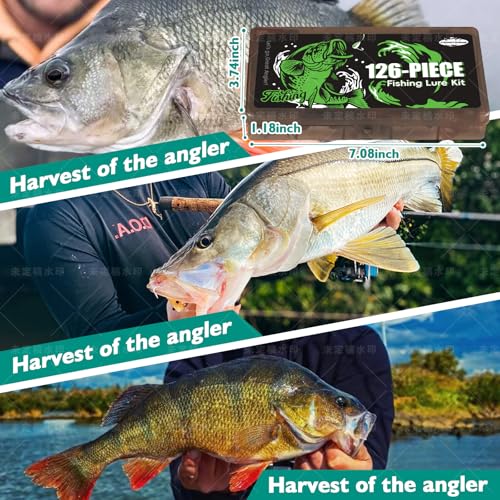 FONMANG Fishing Lures - Tackle Box with Tackle Included, Fishing Kit with VIBs, Frogs, Minnows, Soft Baits, Hooks & Weight...