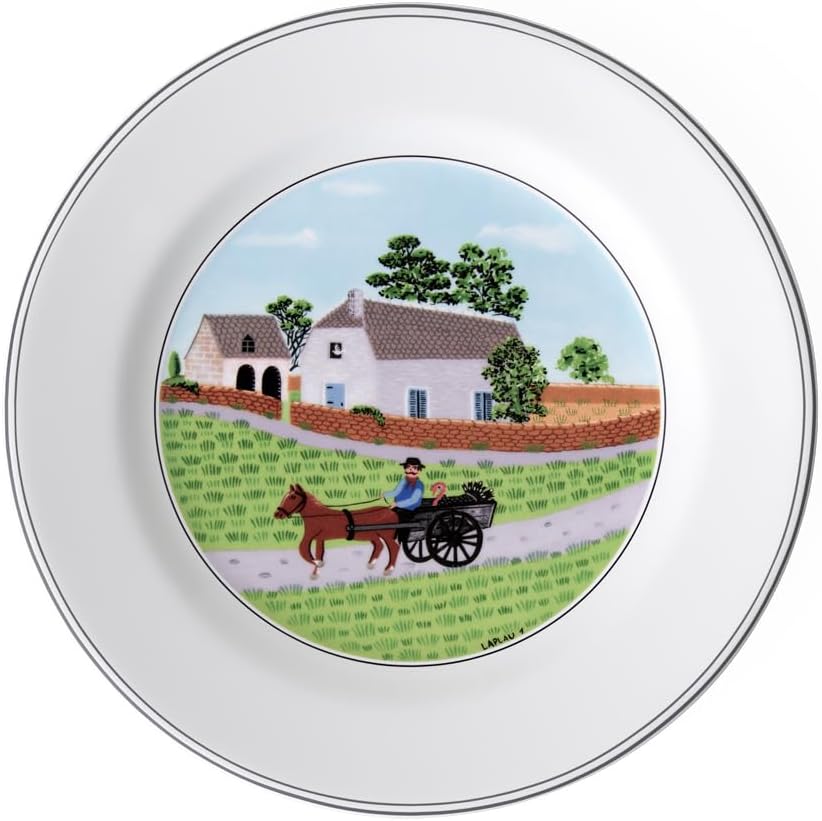 Villeroy & Boch Design Naif Salad Plate #1-Going to Market, 8.25 in, Premium Porcelain, White/Colorful