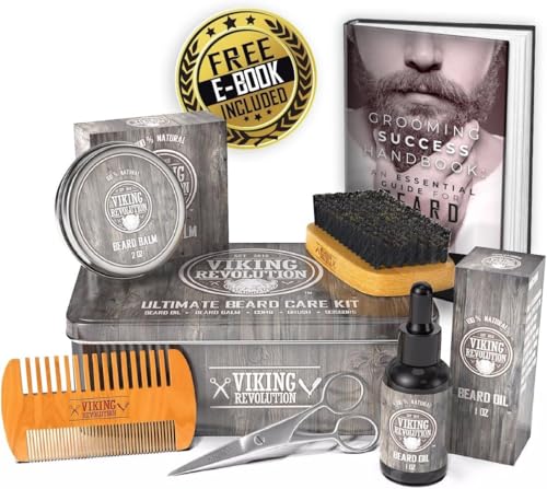 Viking Revolution - Ultimate Beard Kit - Beard Grooming Kit with Beard Brush, Beard Comb, Beard Balm, Beard Oil, Beard & M...