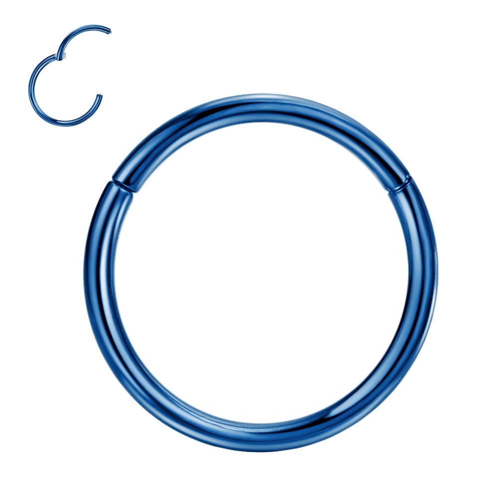 FANSING Blue Titanium Nose Rings for Women Men 18G 9mm Nose Hoop 18 Gauge Cartilage Earring Hoops for Helix Earlobe Rook Septum