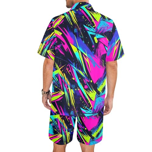 HUGLAZY Christmas Hawaiian Shirt Mens 2 Piece Outfit Tropical Shirts Short Sleeve Beach Outfit Party