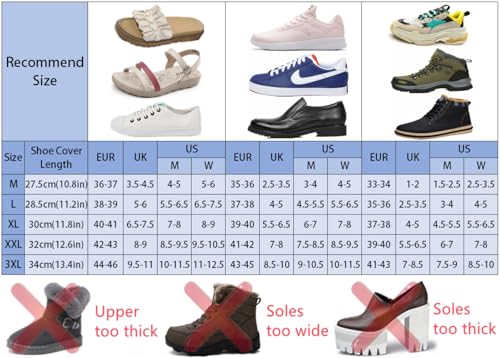 Sepikvin Waterproof Shoe Covers, Reusable Foldable Slip Proof Bottom Overshoes with Zipper, Keep Shoes Dry for Gardening C...