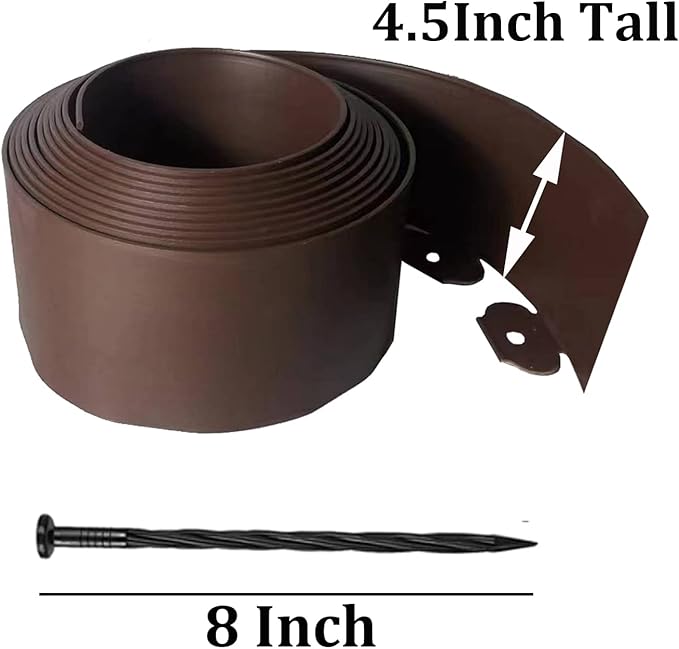 Landscape Edging Kit,20FT Plastic Garden Edging with 25 Stakes,4.5 Inch Tall Lawn Edging for Yard,Lawn,Flower Gardens Border