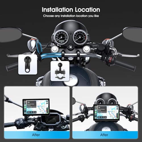 7 Inch Portable CarPlay for Motorcycle, Waterproof Touchscreen Wireless Car Play Android Auto Screen GPS Navigation for Mo...