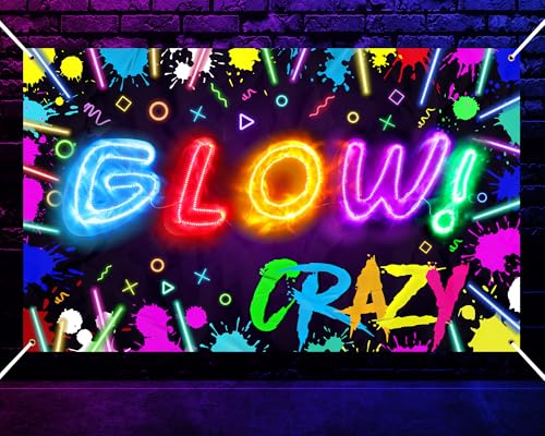 Wiwiqing Glow Crazy Backdrop with LED Light Neon Glowing Birthday Photography Background LED Light Strip 5.9 x 3.6ft Glow ...