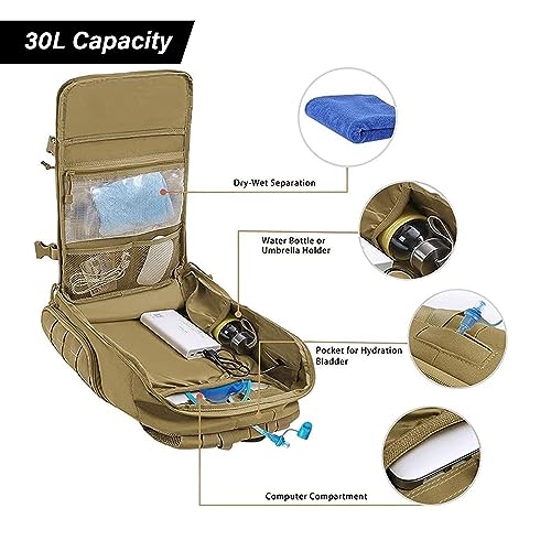 MOSISO 30L Military Tactical Backpack for Men, Army Backpack Military Daypack 3 Day Assault Pack Hiking Rucksack Bug Out B...