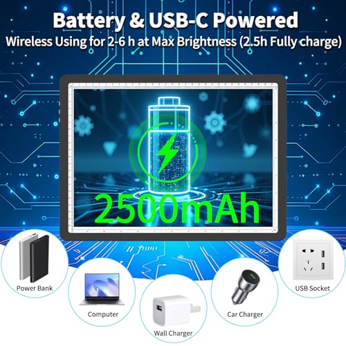 Phylosal Rechargeable A4 Light Pad with Built-in Stand & Bag, Magnetic Tracing Light Box for Drawing, Diamond Art Light Bo...