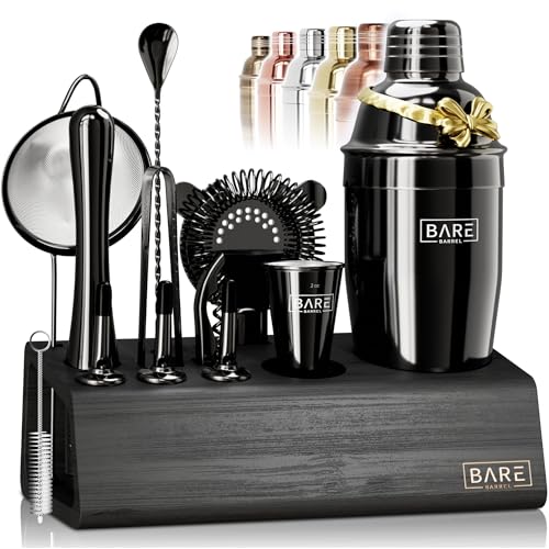BARE BARREL® Mixology Bartender Kit Bar Set | 14-Piece Cocktail Shaker Set | Martini Barware Mixing Tools for Home Bartend...