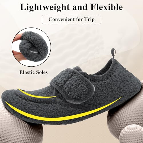 BARERUN Womens Mens Slippers Diabetic House Slippers for Women Men Wide Indoor Slip on Barefoot Adjustable Orthopedic Neur...