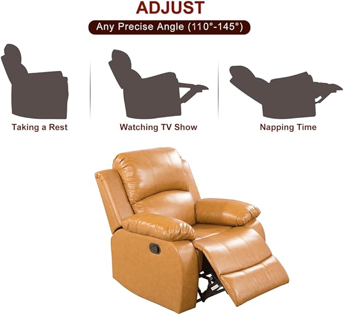 A Ainehome Living Room Furniture Set Bonded Leather Recliner Sofa Set Loveseat Chair Furniture Sofa Set for Living Room/Small Space/Rv/House/Office/Theater Seating (AA-Ginger Leather, Chair)