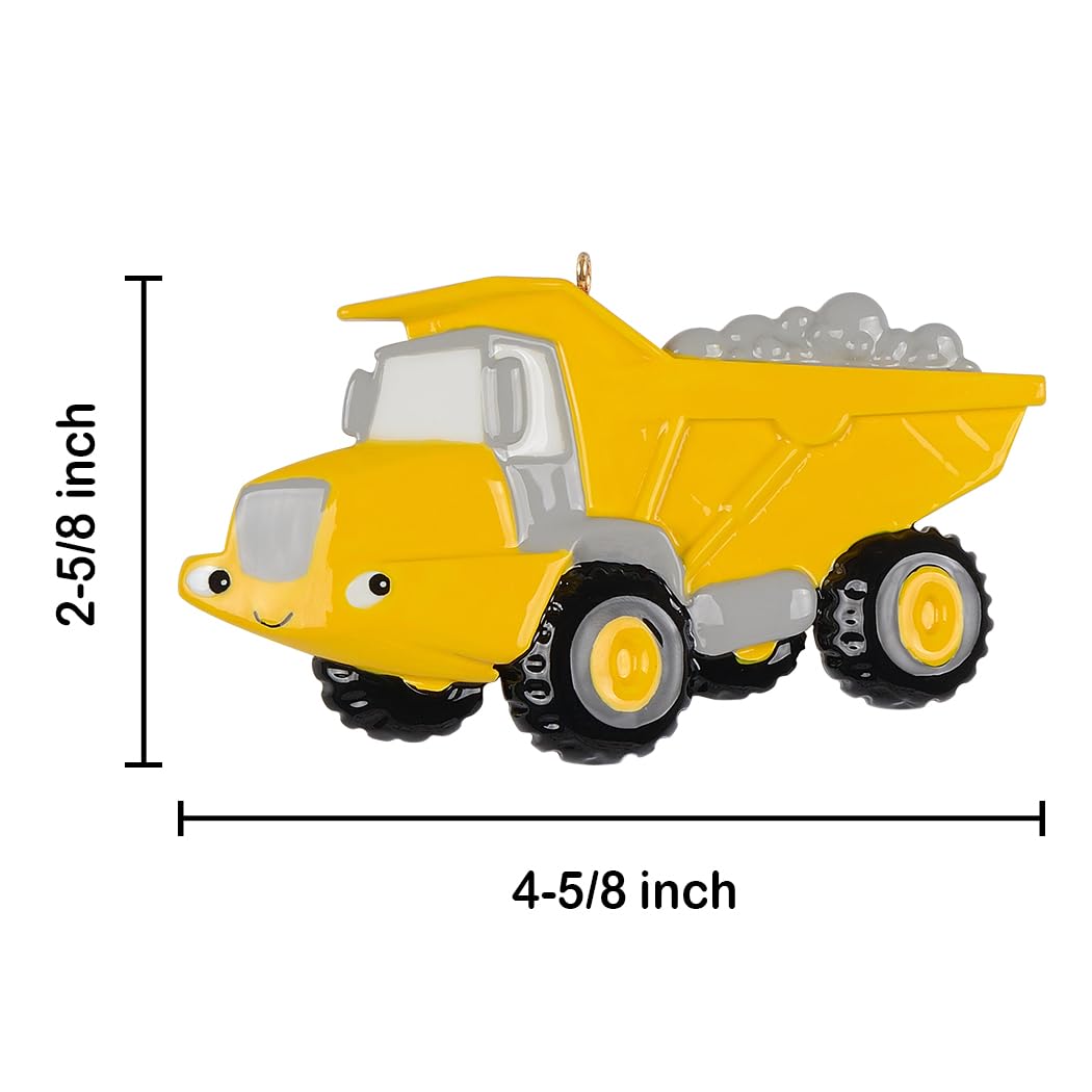 Personalized Dump Truck Ornament, Construction Christmas Ornament, Dump Truck Holiday Keepsake, Resin Construction Vehicle Decor, Custom Name Ornament, Truck Lover Gift, Kids Construction Ornament,